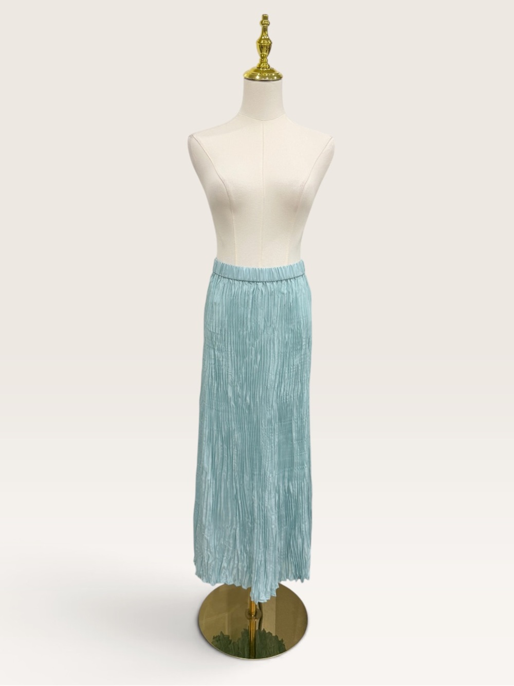 EILEEN FISHER Crushed Silk Pleated A-Line Maxi Skirt XS Pool/Aqua NWT $248
